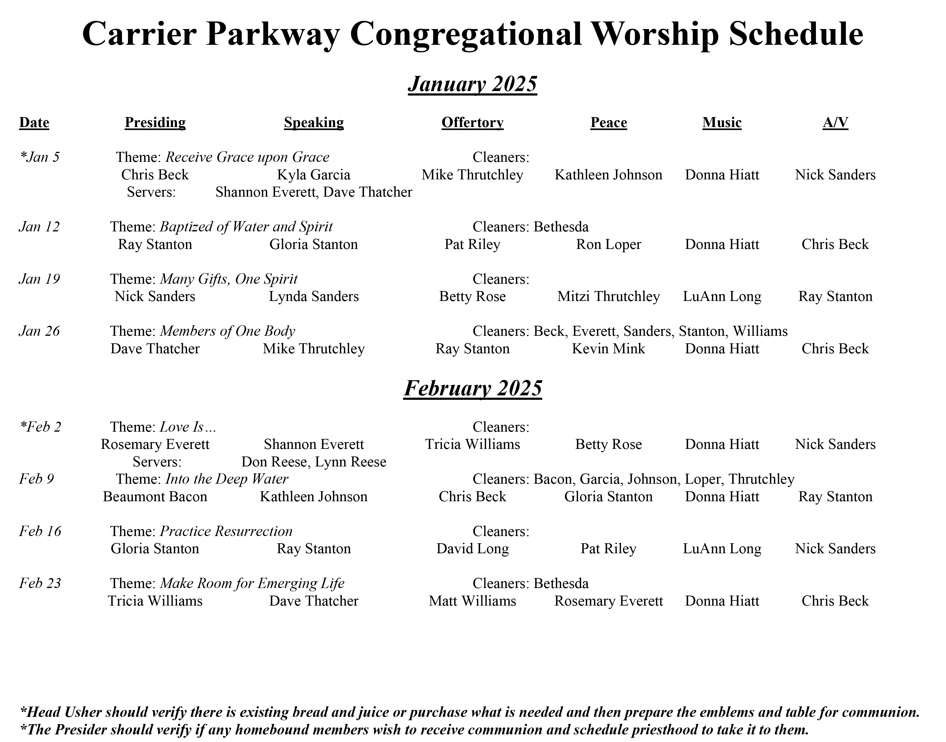 Church Worship Schedule3-4